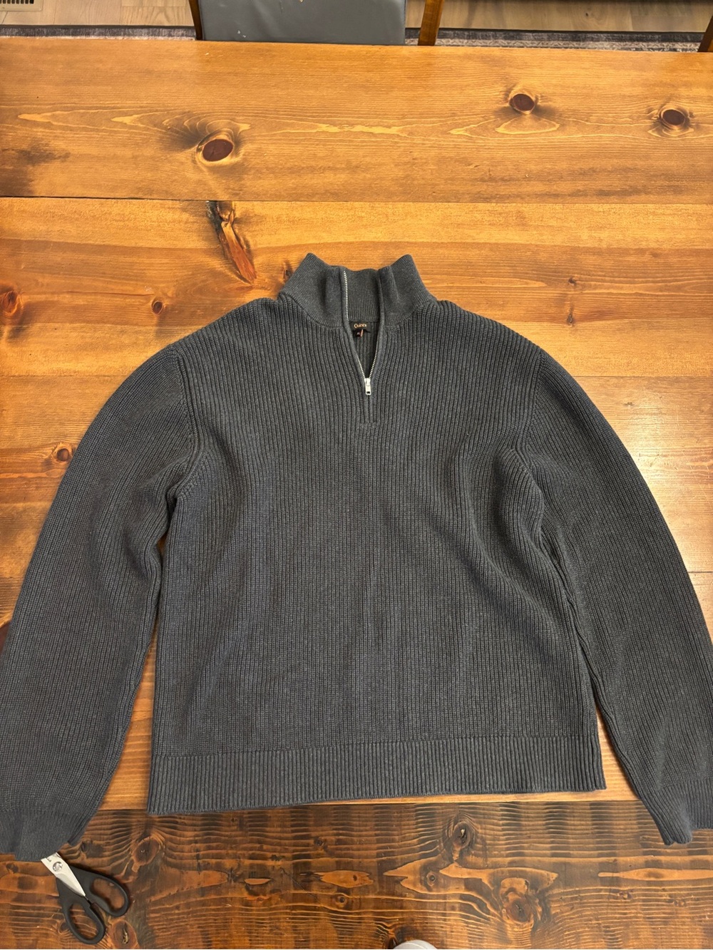 Quince Men's Ribbed Quarter-Zip Sweater - Charcoal Gray
